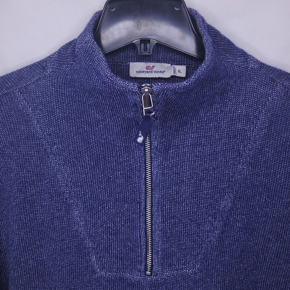 Vineyard Vines Sweater Womens XL Blue Knit Pullover 1/4 Zip - Picture 2 of 11